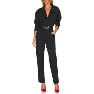 Pistola 'Selena' Black Cotton Long Sleeve Pinch Waist Jumpsuit Size M